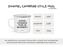 Load image into Gallery viewer, Good Chance This Is Whiskey Campfire Style 12 oz Enamel Mug
