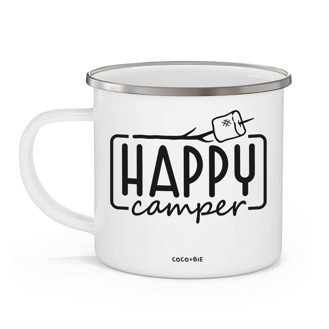 Happy Camper Campfire Style 12 oz Enamel Mug