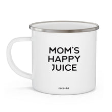 Load image into Gallery viewer, Mom&#39;s Happy Juice Campfire Style 12 oz Enamel Mug
