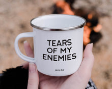 Load image into Gallery viewer, Tears of My Enemies Campfire Style 12 oz Enamel Mug
